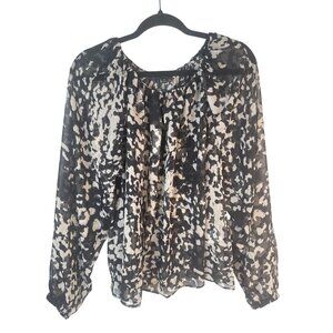 Banana Republic Medium Black & White Animal Print Sheer Blouse NWT